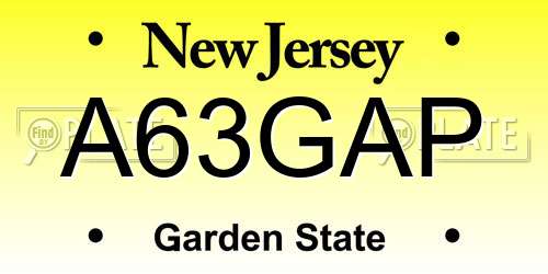 A63GAP New Jersey License Plate