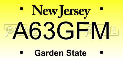 A63GFM New Jersey License Plate