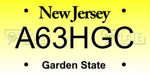 A63HGC New Jersey License Plate