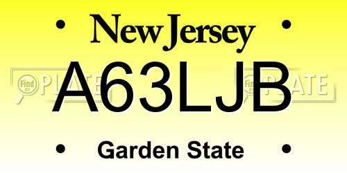 A63LJB New Jersey License Plate