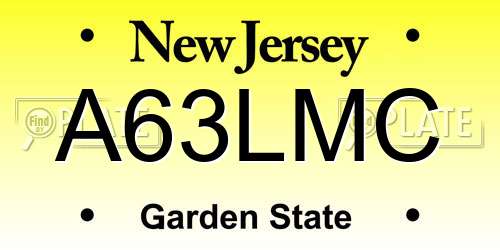 A63LMC New Jersey License Plate