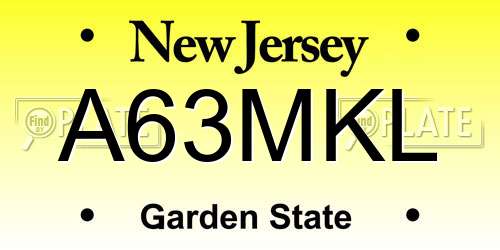 A63MKL New Jersey License Plate