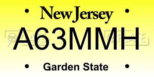 A63MMH New Jersey License Plate