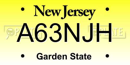 A63NJH New Jersey License Plate