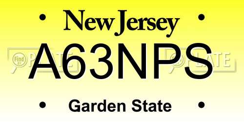 A63NPS New Jersey License Plate