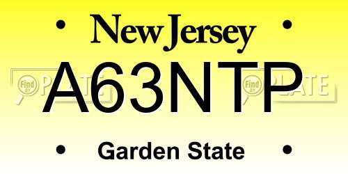 A63NTP New Jersey License Plate
