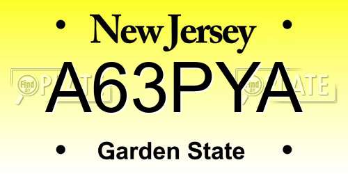 A63PYA New Jersey License Plate