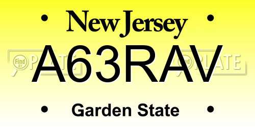 A63RAV New Jersey License Plate