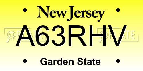 A63RHV New Jersey License Plate