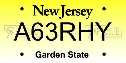 A63RHY New Jersey License Plate
