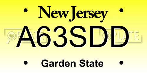 A63SDD New Jersey License Plate