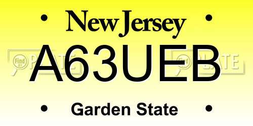 A63UEB New Jersey License Plate