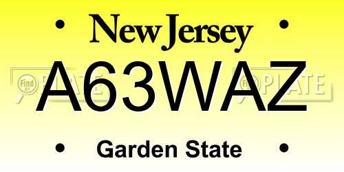 A63WAZ New Jersey License Plate
