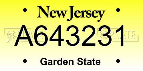 A643231 New Jersey License Plate