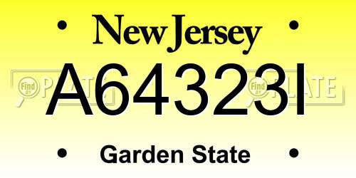 A64323I New Jersey License Plate