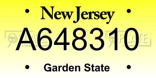 A648310 New Jersey License Plate