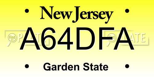 A64DFA New Jersey License Plate