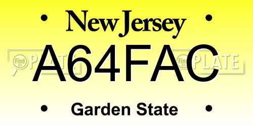 A64FAC New Jersey License Plate