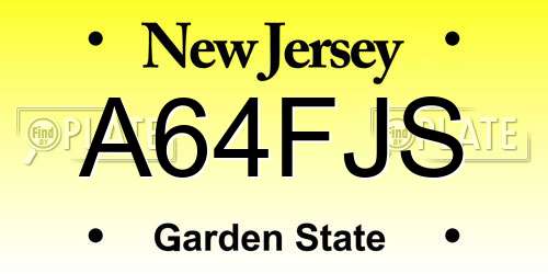 A64FJS New Jersey License Plate