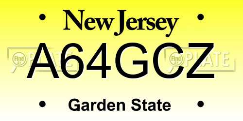 A64GCZ New Jersey License Plate