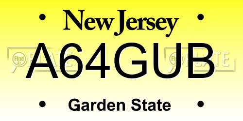 A64GUB New Jersey License Plate