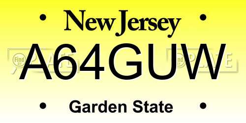 A64GUW New Jersey License Plate