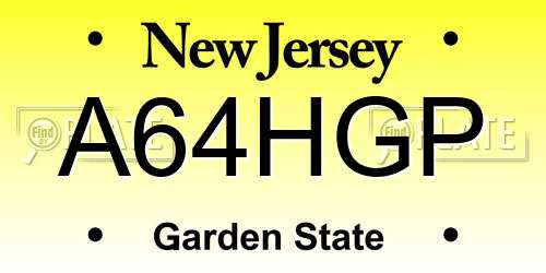A64HGP New Jersey License Plate