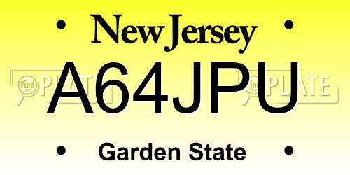 A64JPU New Jersey License Plate