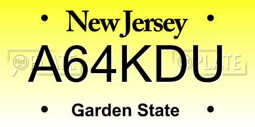 A64KDU New Jersey License Plate