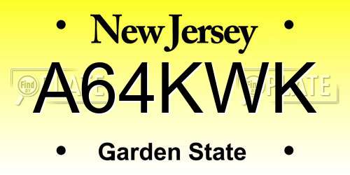 A64KWK New Jersey License Plate