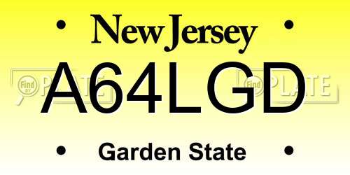 A64LGD New Jersey License Plate