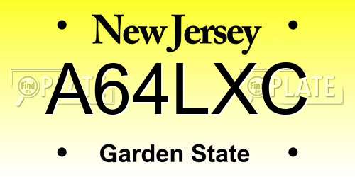 A64LXC New Jersey License Plate