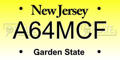 A64MCF New Jersey License Plate