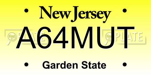 A64MUT New Jersey License Plate