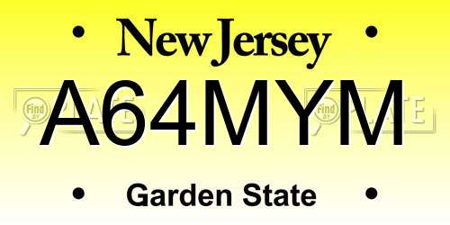 A64MYM New Jersey License Plate