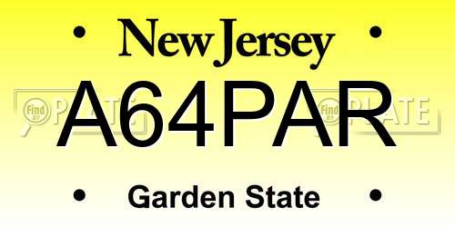 A64PAR New Jersey License Plate