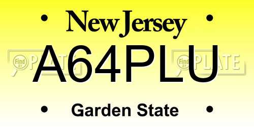A64PLU New Jersey License Plate