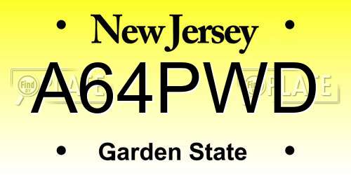 A64PWD New Jersey License Plate