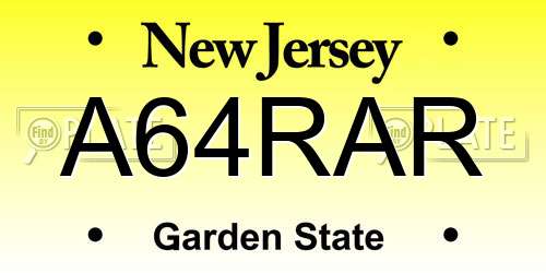 A64RAR New Jersey License Plate