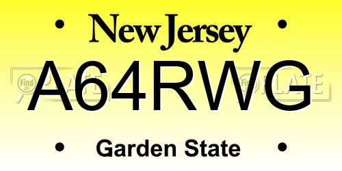 A64RWG New Jersey License Plate