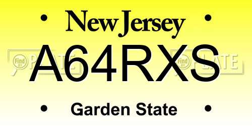 A64RXS New Jersey License Plate