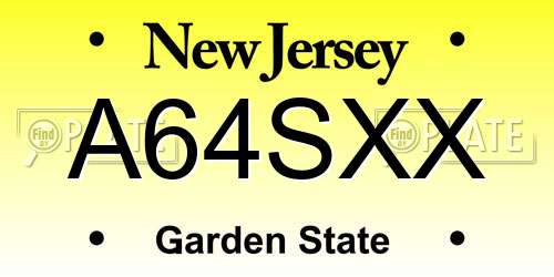 A64SXX New Jersey License Plate