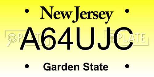 A64UJC New Jersey License Plate