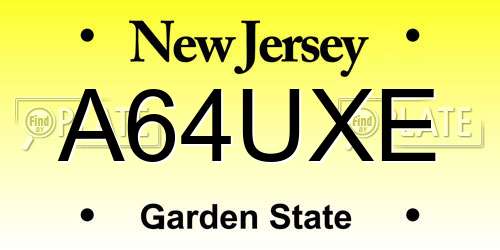 A64UXE New Jersey License Plate