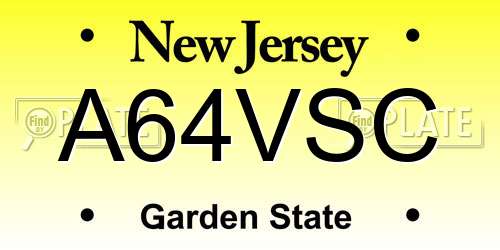 A64VSC New Jersey License Plate