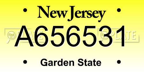 A656531 New Jersey License Plate
