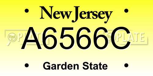 A6566C New Jersey License Plate