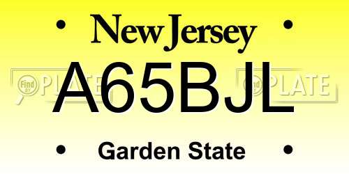 A65BJL New Jersey License Plate