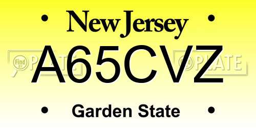 A65CVZ New Jersey License Plate