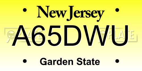 A65DWU New Jersey License Plate